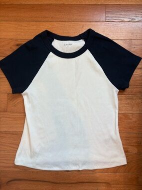 Old Navy Women’s Raglan Tee in White and Navy